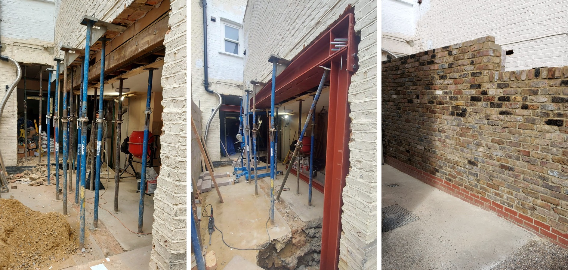 New wall openings formed and propped