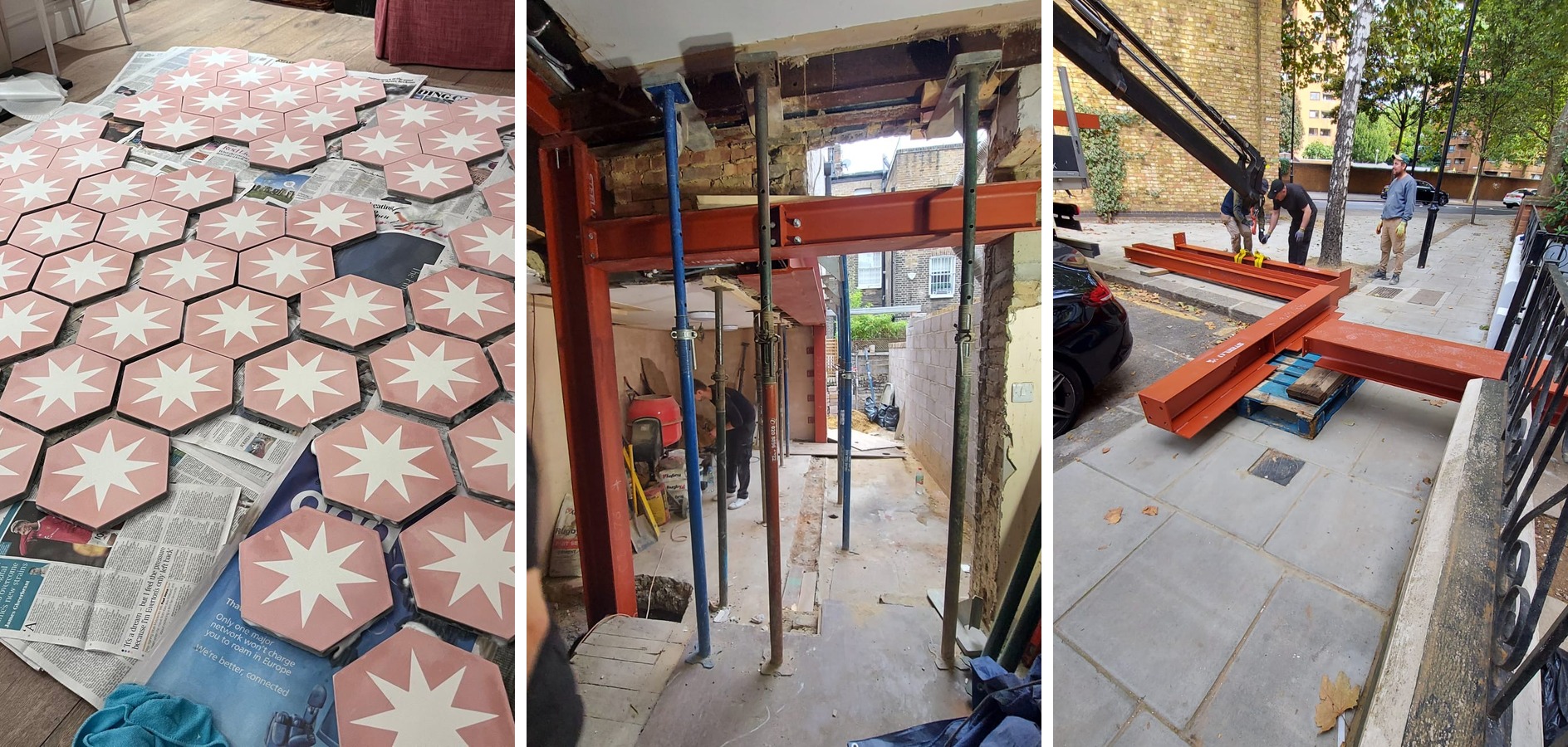 Structural steelwork being installed